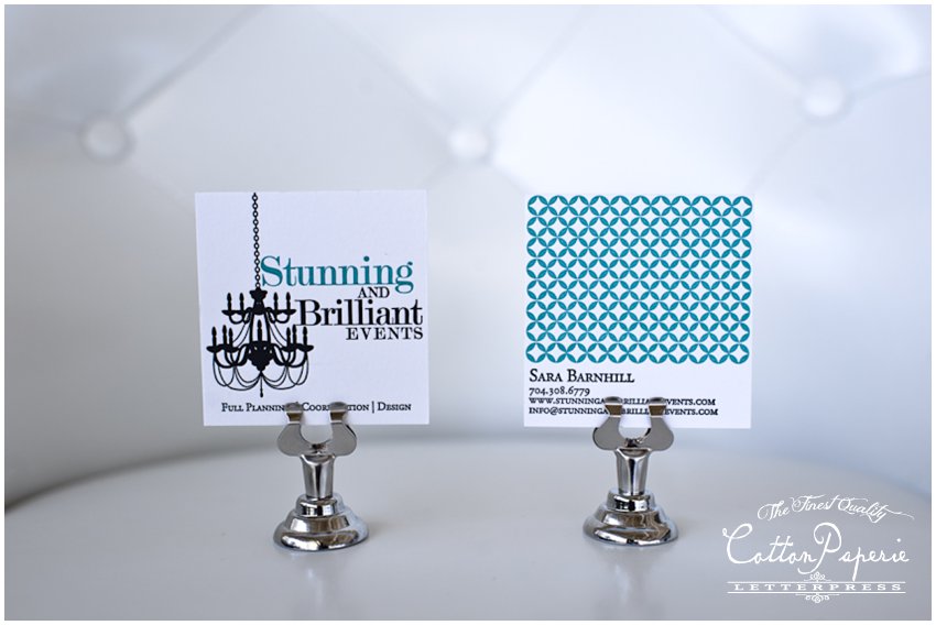 one color letterpress business cards on pearl white crane lettra