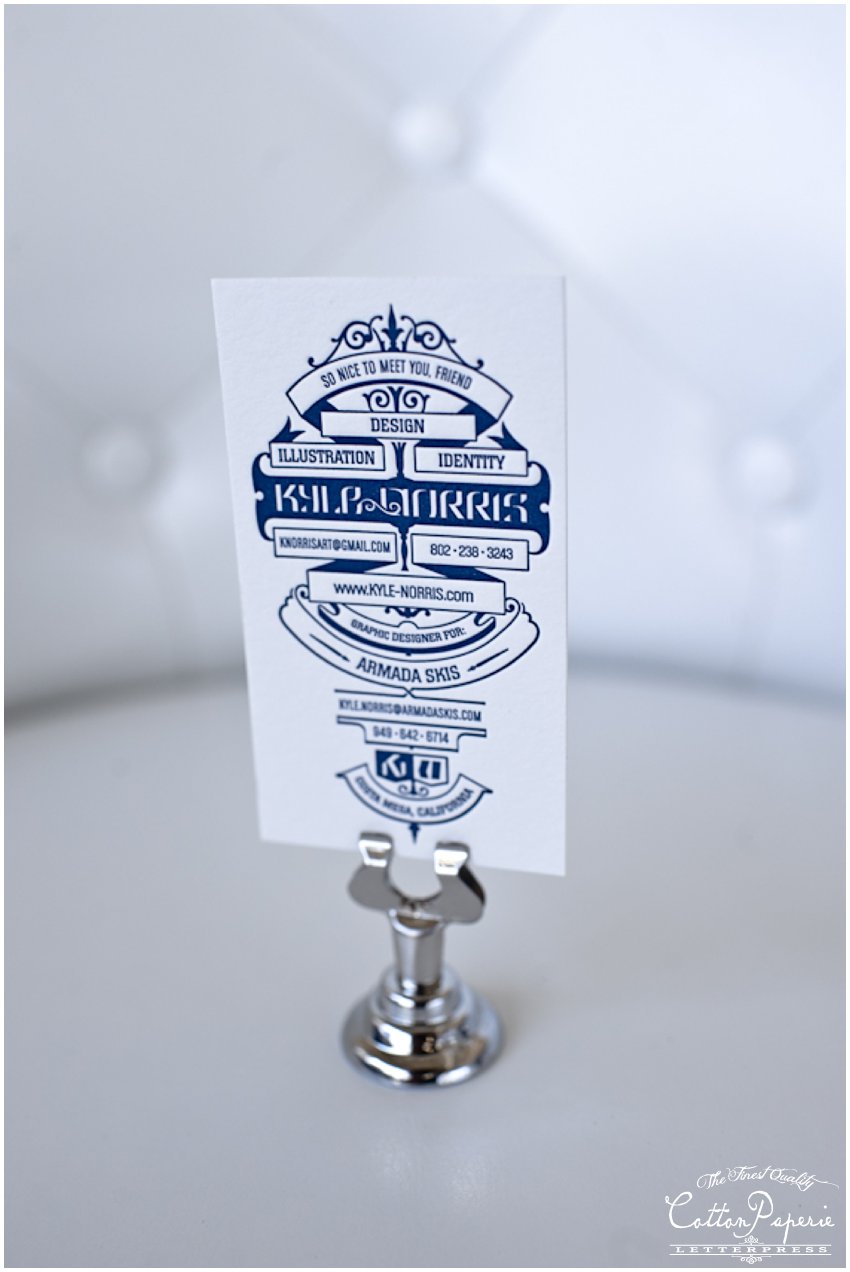 cottonpaperie letterpress business cards on crane lettra and edge paint