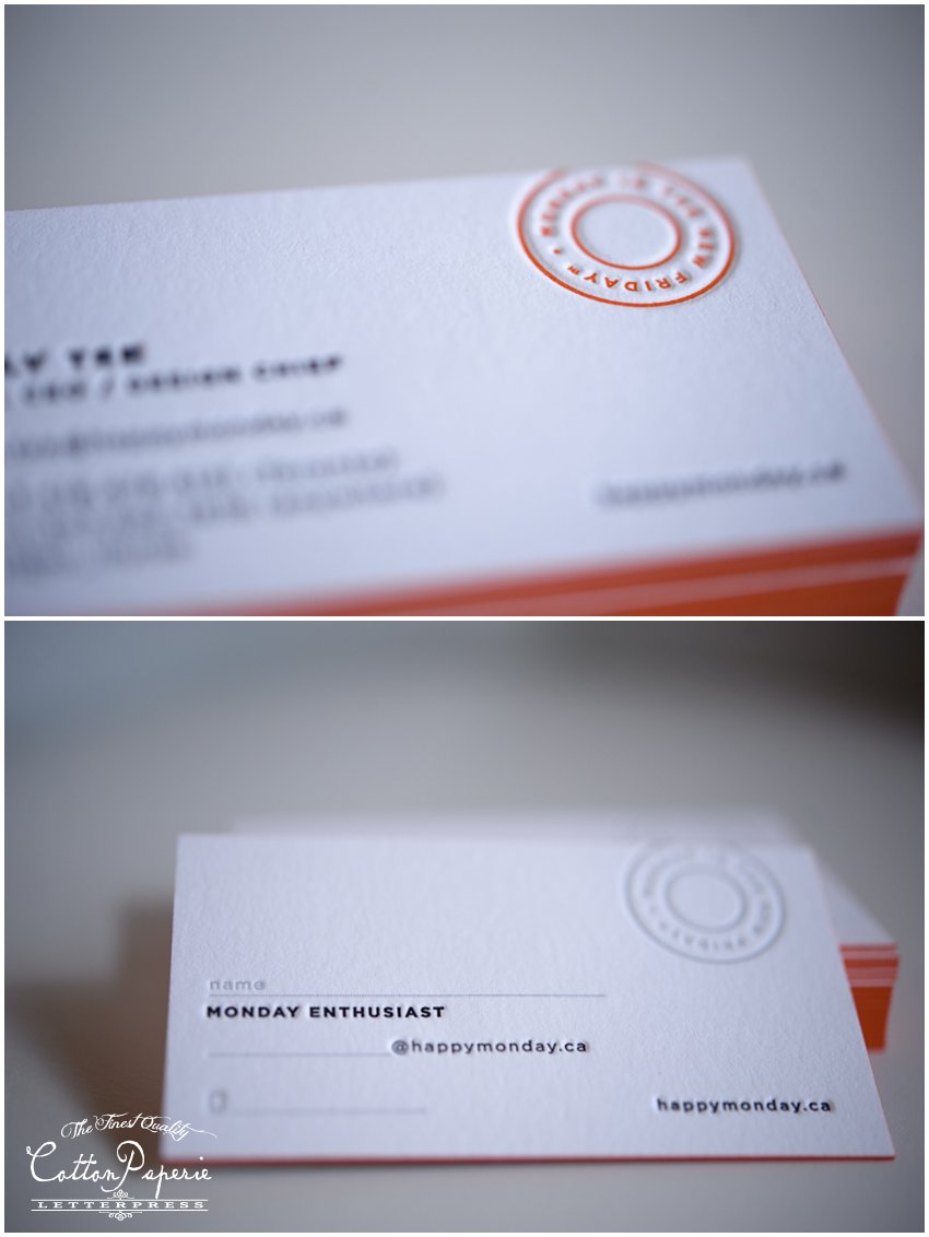 cottonpaperie letterpress business cards on crane lettra and edge paint